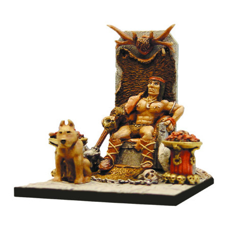 Barbarian King on Throne with war dog