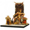 Barbarian King on Throne with war dog